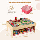 Kids Wooden Train Table with 94 Accessories and Storage Bins, Red, view 4