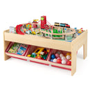 Kids Wooden Train Table with 94 Accessories and Storage Bins, Red, view 5