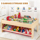 Kids Wooden Train Table with 94 Accessories and Storage Bins, Red, view 6