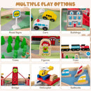 Kids Wooden Train Table with 94 Accessories and Storage Bins, Red, view 9