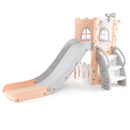 L-Shaped Toddler Slide with Telescope and Basketball Hoop – pink playset exact colour view