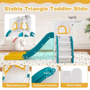 L-Shaped Toddler Slide with Telescope and Basketball Hoop – platform and raised side details