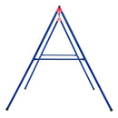 Side view of Red and Blue A-frame swing stand
