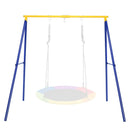 Yellow and Blue steel frame; faintly illustrated swing and ropes are not included