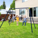 Two belt swings and glider shown during supervised outdoor play