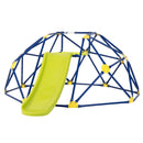 Yellow option: blue climbing dome frame with yellow connectors, lime slide and fabric platform