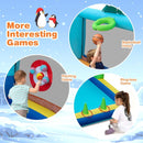 Basketball hoop, pitching target and ring-toss game on the winter-themed inflatable