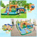 Wet and dry play layouts; loose play balls shown are not included