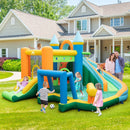 Inflatable water park in an outdoor play area