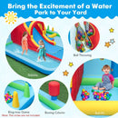 Ball throwing, ring-toss posts, boxing column and ball-pit activities; tossing rings are not included