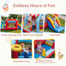 Ice cream bounce house slide, ball pit, hoop and ring-toss activities