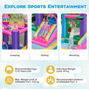 Jumping and sliding activities; ages 3 to 10, maximum three children, 45 kg each and 135 kg total