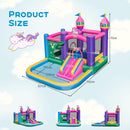 Inflatable castle dimensions: 327 by 392 by 270 cm, with 158 by 154 cm jumping area