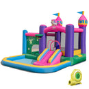 Unicorn castle inflatable bounce house with slide, ball play areas and included blower