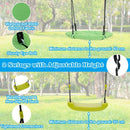 Adjustable saucer and belt swing ropes and minimum ground clearances