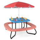 Eight-seat blue kids picnic table, second angle