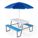 Kids HDPE picnic table with benches and umbrella, blue option