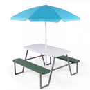Kids HDPE picnic table with benches and umbrella, green option