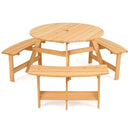 Kids Round Wooden Picnic Table with Three Benches, Natural, view 2