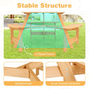Kids Round Wooden Picnic Table with Three Benches, Natural, view 9