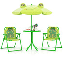 Light Green frog kids picnic set with table, two folding chairs and umbrella, view 28