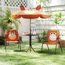 Brown monkey kids picnic set with table, two folding chairs and umbrella, view 0