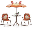 Brown monkey kids picnic set with table, two folding chairs and umbrella, view 1