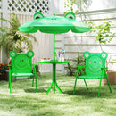 Green frog kids picnic set with table, two folding chairs and umbrella, view 13