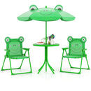 Green frog kids picnic set with table, two folding chairs and umbrella, view 15