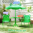 Green frog kids picnic set with table, two folding chairs and umbrella, view 18