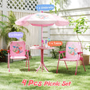 Pink mermaid kids picnic set with table, two folding chairs and umbrella, view 44