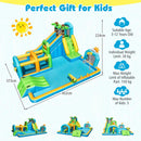 Water park dimensions 452 by 373 by 224 cm; ages 3–12;maximum 5 children,30 kg each and 150 kg total