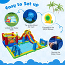 With-blower package setup: unfold, secure the short air vent, connect the 680W blower and water hose