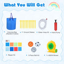 With-blower accessories including 680W blower, carry bag, hose, repair kit, eleven stakes, hand pump and three sports balls