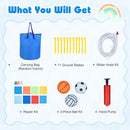 Without-blower accessories: carry bag, hose, repair kit, eleven stakes, hand pump and three sports balls; blower excluded