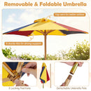 Kids Picnic Table with Backrest Benches and Umbrella, Natural, view 7