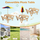 Kids Picnic Table with Backrest Benches and Umbrella, Natural, view 8