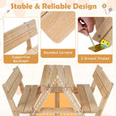 Kids Picnic Table with Backrest Benches and Umbrella, Natural, view 10