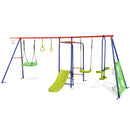 Multicolour eight-activity outdoor swing and slide set