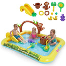 Wading pool with slide and assorted animal play accessories