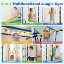 Wall-mounted jungle gym climbing, swinging and sliding activities