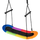 Multicolour platform swing with black centre and two foam-covered handles