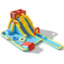 Dual long-slide water park without blower; separate compatible blower required