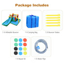 Included inflatable, carry bag, five stakes, repair kit and water pipe; blower excluded