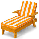 Kids wooden chaise lounge with striped padded cushion and armrests
