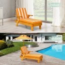 Kids chaise lounge shown indoors and outdoors with its removable umbrella