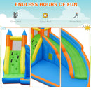 Climbing wall, slide and splash-pool areas
