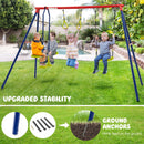 Outdoor Swing Set with Glider and Gym Rings – four ground anchors and installation detail