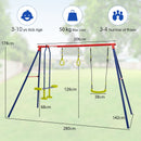Outdoor Swing Set with Glider and Gym Rings – overall dimensions and user limits