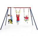 Outdoor Swing Set with Glider and Gym Rings – swing glider and rings in use